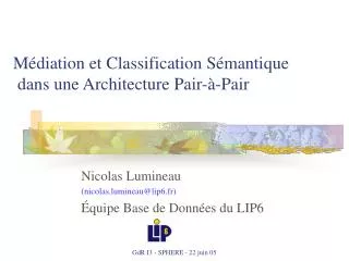 m diation et classification s mantique dans une architecture pair pair
