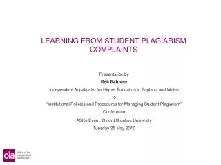 LEARNING FROM STUDENT PLAGIARISM COMPLAINTS