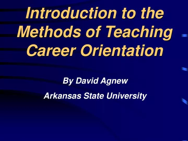 introduction to the methods of teaching career orientation