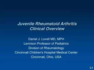 Juvenile Rheumatoid Arthritis Clinical Overview