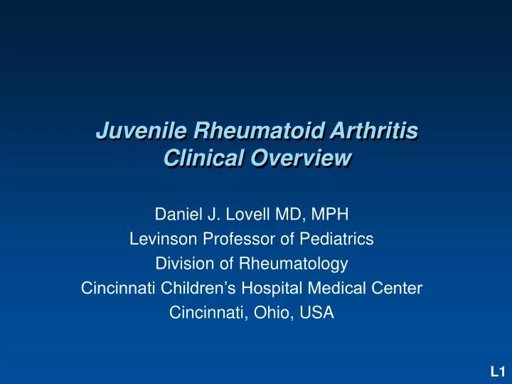 juvenile rheumatoid arthritis clinical overview