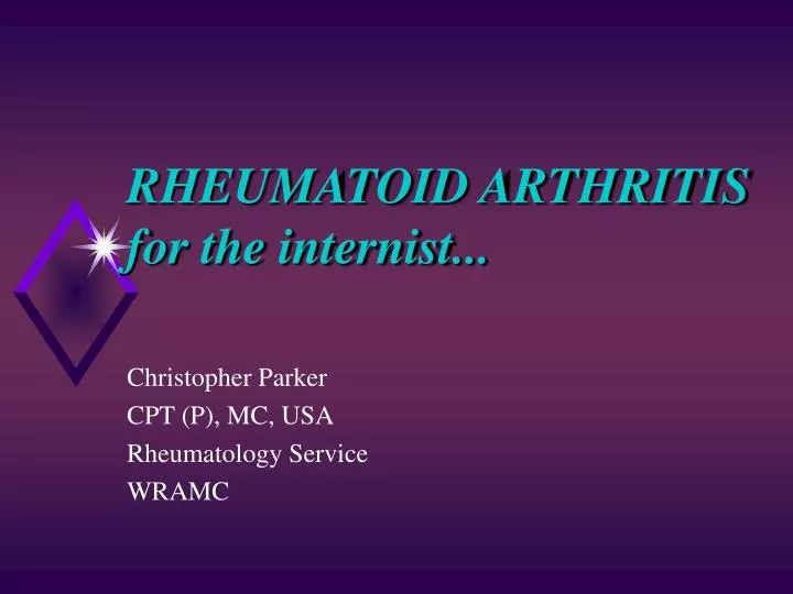 rheumatoid arthritis for the internist
