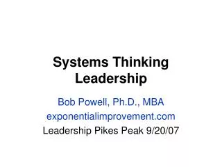 Systems Thinking Leadership