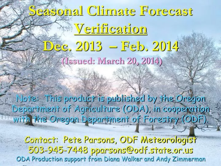 seasonal climate forecast verification dec 2013 feb 2014 issued march 20 2014
