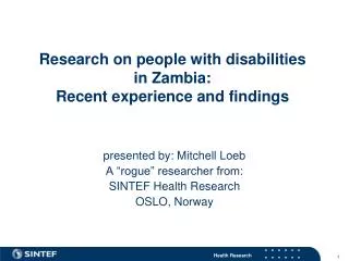 Research on people with disabilities in Zambia: Recent experience and findings