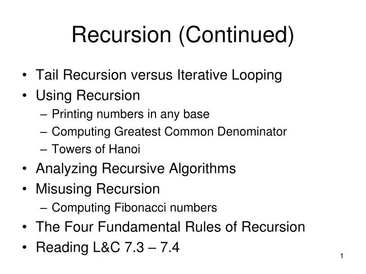 recursion continued
