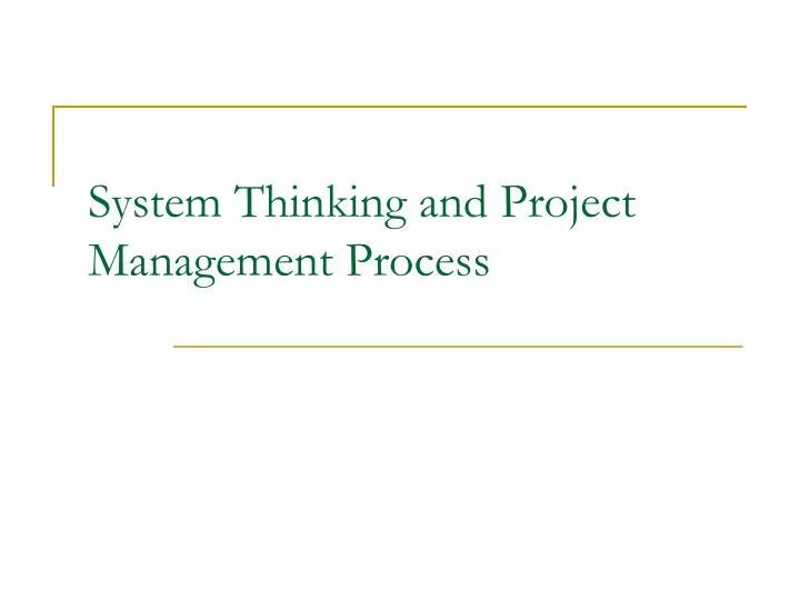 system thinking and project management process