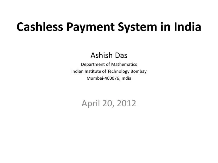 cashless payment system in india