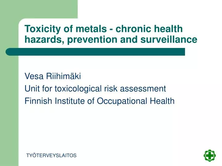 toxicity of metals chronic health hazards prevention and surveillance