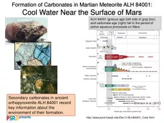 Formation of Carbonates in Martian Meteorite ALH 84001: Cool Water Near the Surface of Mars