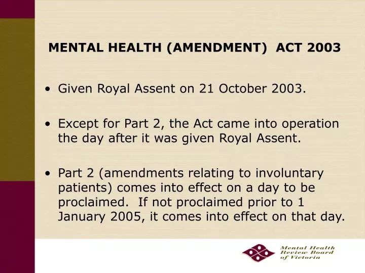 mental health amendment act 2003