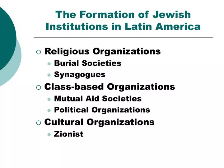 the formation of jewish institutions in latin america