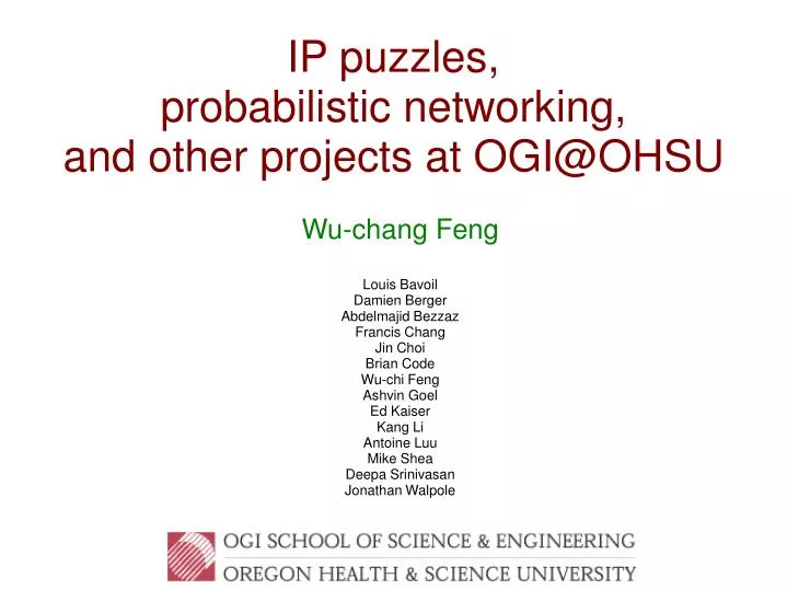 ip puzzles probabilistic networking and other projects at ogi@ohsu