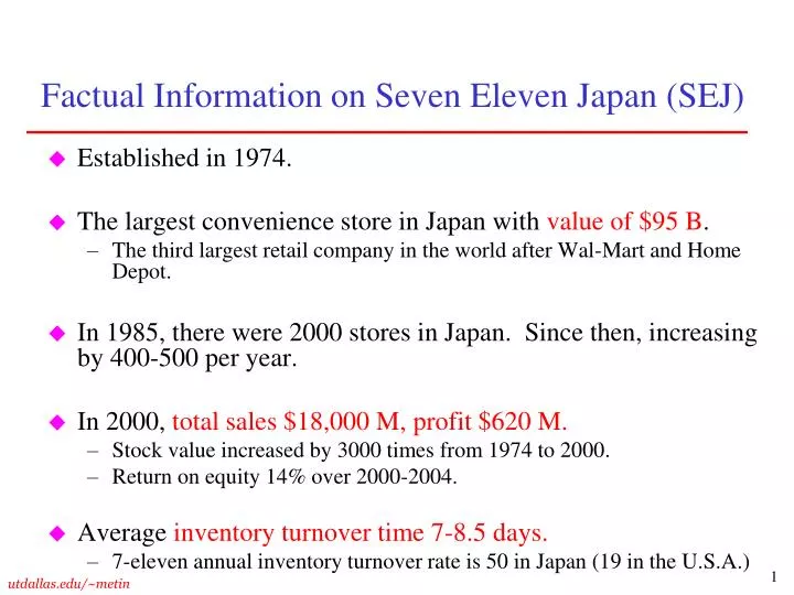 factual information on seven eleven japan sej