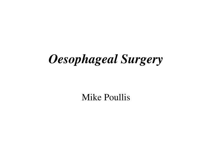 oesophageal surgery