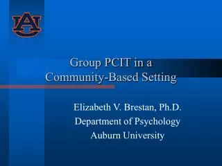 Group PCIT in a Community-Based Setting