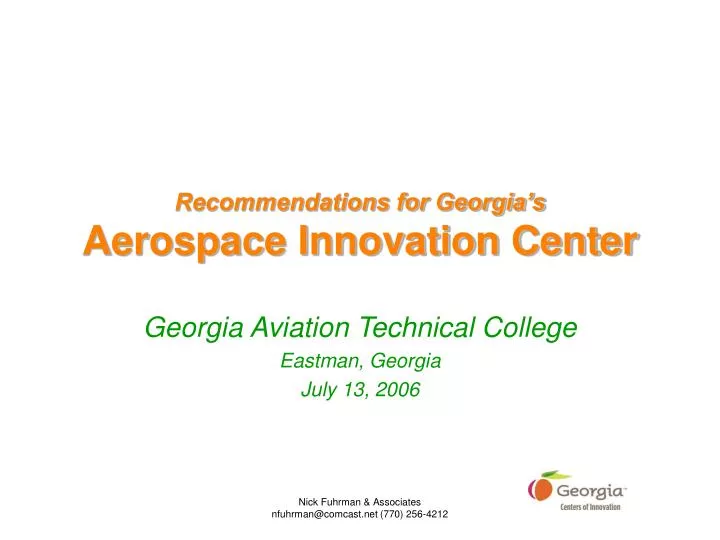 recommendations for georgia s aerospace innovation center