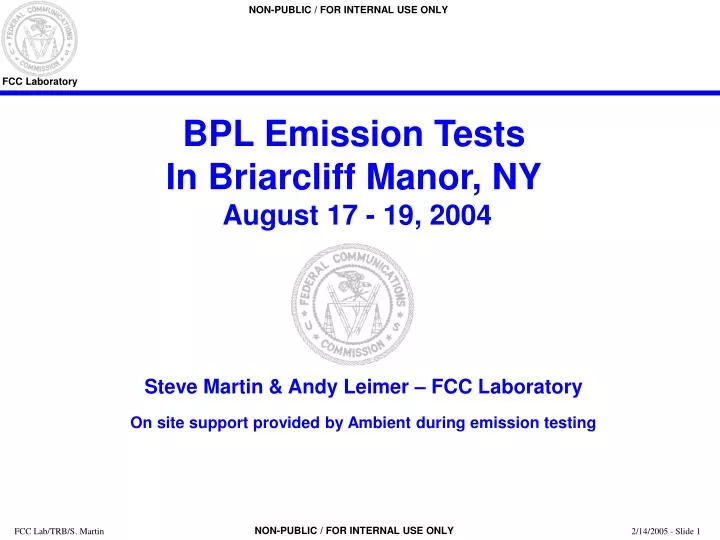 bpl emission tests in briarcliff manor ny august 17 19 2004