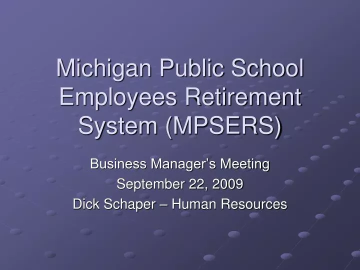 michigan public school employees retirement system mpsers