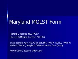 Maryland MOLST Form