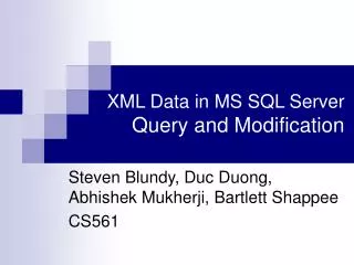 XML Data in MS SQL Server Query and Modification