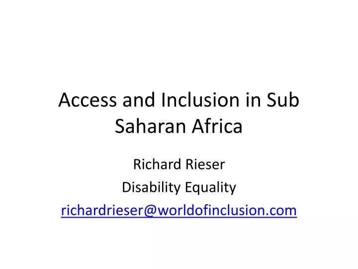 access and inclusion in sub saharan africa