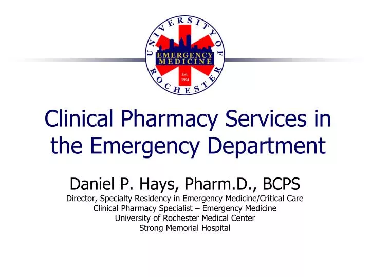 clinical pharmacy services in the emergency department