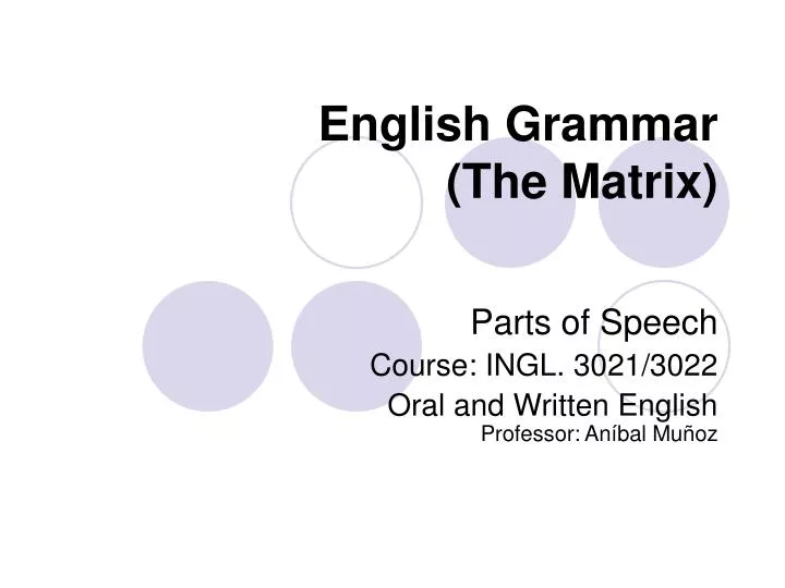 english grammar the matrix