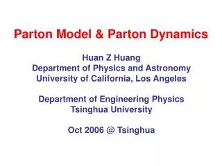 Parton Model &amp; Parton Dynamics