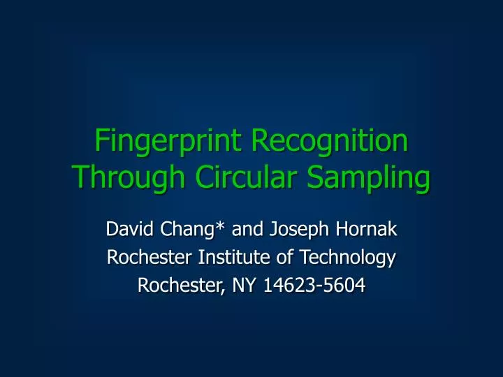 fingerprint recognition through circular sampling