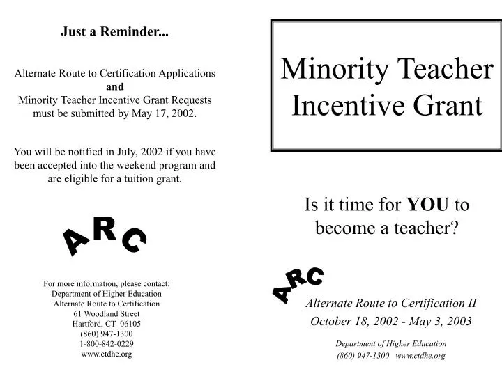 minority teacher incentive grant