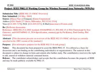 Project: IEEE P802.15 Working Group for Wireless Personal Area Networks (WPANs) Submission Title: [ IEEE 802.15.4 MAC O