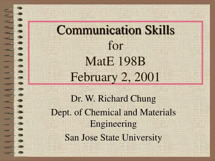 communication skills for mate 198b february 2 2001