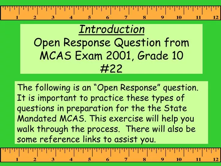 introduction open response question from mcas exam 2001 grade 10 22