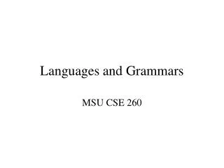 Languages and Grammars