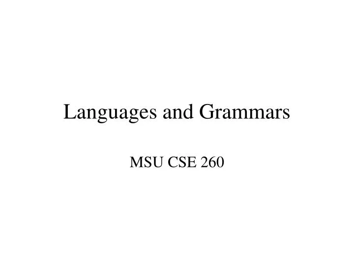 languages and grammars