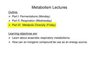Metabolism Lectures