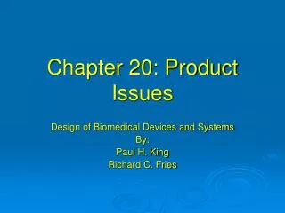 Chapter 20: Product Issues