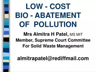 LOW - COST BIO - ABATEMENT OF POLLUTION