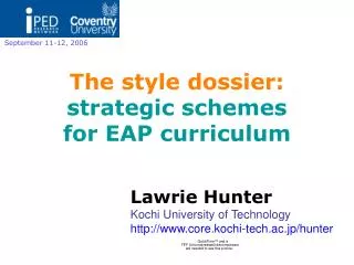 The style dossier: strategic schemes for EAP curriculum