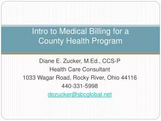 Intro to Medical Billing for a County Health Program