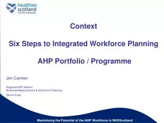 Context Six Steps to Integrated Workforce Planning AHP Portfolio / Programme