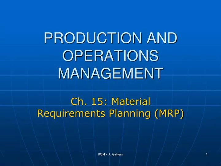 ch 15 material requirements planning mrp