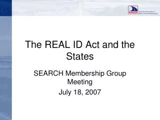 The REAL ID Act and the States