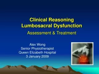 Clinical Reasoning Lumbosacral Dysfunction Assessment &amp; Treatment