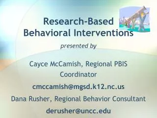 Research-Based Behavioral Interventions presented by