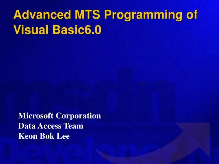 advanced mts programming of visual basic6 0