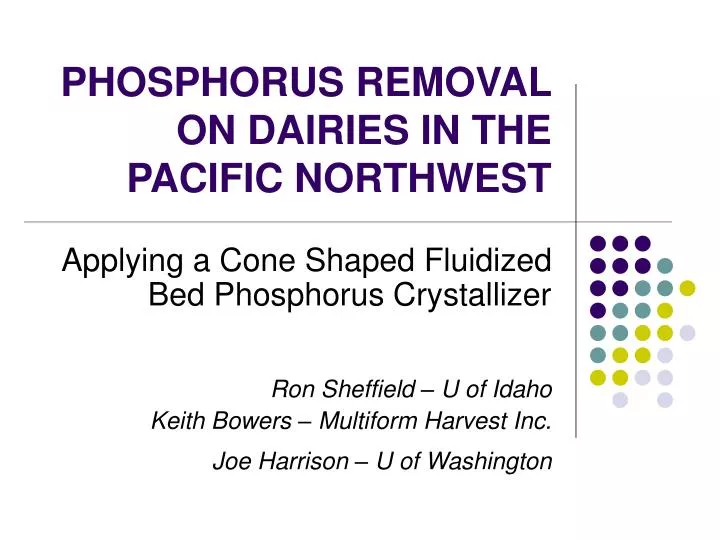 phosphorus removal on dairies in the pacific northwest