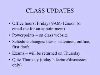 CLASS UPDATES