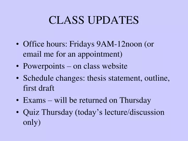 class updates